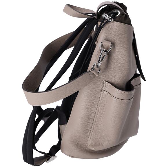 FENDI Strike Medium Backpack 7VZ070 Gray Beige Full Grain Leather - Picture 8 of 8